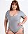Body Manga Curta Plus Size - Imagem 1