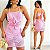 Vestido Curto De Tricot Arrastão - Imagem 1