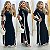 Vestido Longo De Manga Curto Listrado - Imagem 1
