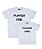 Kit Pai/Mãe e Filho 02 Camisetas Brancas Player One and Two Funny T-Shirts - Imagem 1