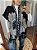 Poncho Flor Preto e Off-white - Imagem 1