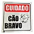 Placa Branca Cuidado Sinalização Cão Bravo 20X20Cm - Imagem 1