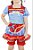 Vestido Junino Infantil Azul Com Vermelho - Imagem 5