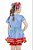 Vestido Junino Infantil Azul Com Vermelho - Imagem 4
