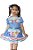 Vestido Junino Infantil Xadrez Azul com Branco - Imagem 7