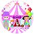 Painel Festa Redondo 3d Circo meninas palhacinhas 1,50M - Imagem 1