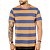 Camiseta Listrada Azul Laranja 100% Algodão - Imagem 1