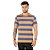 Camiseta Listrada Azul Laranja 100% Algodão - Imagem 2