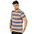 Camiseta Listrada Azul Laranja 100% Algodão - Imagem 5