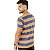 Camiseta Listrada Azul Laranja 100% Algodão - Imagem 4