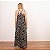 Vestido Longo Estampado Em Viscose Com Alça E Prega - Imagem 3