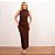 Vestido Longo Com Gola Franzidos E Fenda - Imagem 1