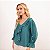 Blusa Decote V Com Babados E Elástico Na Manga Feminina - Imagem 3