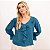 Blusa Decote V Com Babados E Elástico Na Manga Feminina - Imagem 8