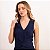 Blusa Cropped Decote V Com Recortes Feminina - Imagem 1