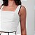 Regata Em Linho Decote Quadrado Com Vivos Contrastantes Feminino - Imagem 8