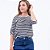 Blusa Listrada Decote Canoa Manga 7/8 com Martingale Feminina - Imagem 6