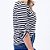 Blusa Listrada Decote Canoa Manga 7/8 com Martingale Feminina - Imagem 8