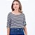 Blusa Listrada Decote Canoa Manga 7/8 com Martingale Feminina - Imagem 10