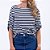 Blusa Listrada Decote Canoa Manga 7/8 com Martingale Feminina - Imagem 12