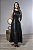 Vestido Midi Evasê em PU com Recortes - Imagem 1