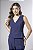 Blusa Peplum Decote V Feminina Texturizada Com Recortes - Imagem 2