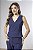 Blusa Peplum Decote V Feminina Texturizada Com Recortes - Imagem 3