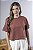 Blusa Curta Feminina Manga Curta Com Detalhe Dobrado - Imagem 1