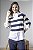 Blusa Listrada Feminina Com Gola E Detalhe Camisa - Imagem 4