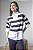Blusa Listrada Feminina Com Gola E Detalhe Camisa - Imagem 5