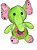 Pelúcia -Elefante verde com flor na barriga - Imagem 1