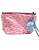 Necessaire - Rosa com corações prata - Imagem 1