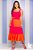 Vestido Midi color block laranja e pink Tam M - Imagem 1