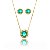 Conjunto brinco colar cravejado com mini zirconias e pedra verde banhado no ouro 18k - Imagem 1