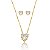 Conjunto colar e brinco coração cristal médio banhado no ouro 18k - Imagem 2