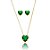 Conjunto colar e brinco coração verde esmeralda médio banhado no ouro 18k - Imagem 2