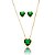 Conjunto colar e brinco coração verde esmeralda médio banhado no ouro 18k - Imagem 1