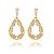 Brinco gota vazada pedras com naturais retangulares cristal banhado ouro 18k - Imagem 1