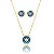 Conjunto colar e brinco de ponto de luz cristal e navetes azul marinho banhado em ouro 18k - Imagem 1
