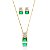Conjunto colar e brinco ponto de luz e pedra retangular verde esmeralda banhado em ouro 18k - Imagem 1