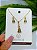 Conjunto colar e brinco nossa senhora cravejado com pedras azuis banhado em ouro 18k - Imagem 1