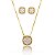 Conjunto colar e brinco quadrado cravejado com mini zircônias banhado em ouro 18k - Imagem 1