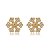 Brinco flor trabalhado cravejado com cristais banhado ouro 18k - Imagem 1