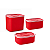 Tupperware Kit Baseline Retangular Vermelho 3 Peças - Imagem 7