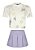 CONJUNTO INFANTIL MENINA COM BLUSA ESTAMPADA E SHORTS SAIA COM PREGAS - Imagem 4