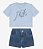 CONJUNTO INFANTIL FEMININO COM SHORTS JEANS E CAMISETA ESTAMPADA COM STRASS - Imagem 6