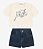 CONJUNTO INFANTIL FEMININO COM SHORTS JEANS E CAMISETA ESTAMPADA COM STRASS - Imagem 2