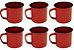 Canecas Esmaltadas Vermelhas 80 Ml Café Chá Xícaras 6 Peças - Imagem 1