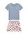 Conjunto Onda Marinha camiseta bordada e bermuda quadriculada P ao 3 - Imagem 5