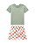 Conjunto Onda Marinha camiseta bordada e bermuda quadriculada P ao 3 - Imagem 2